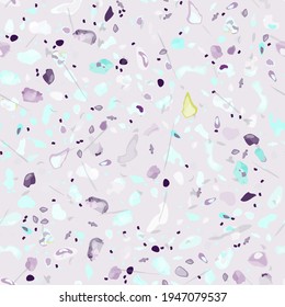 Terrazzo Texture Vector. Flooring Seamless Pattern. Floor Granite Textured. Stone, Rock, Marble Textile Background. Natural Pavement, Mosaic Template. Quartz, Pebble Tile. Design Interior Decor.