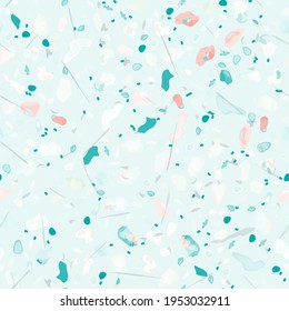 Terrazzo Texture Vektor. Fußboden Nahtlose Muster. Fußboden Granit strukturiert. Stein, Felsen, Marmor, Stoffhintergrund. Naturbelag, Mosaikvorlage. Quarz, Kieselstein. Design Innendekoration.