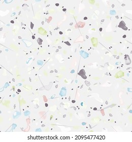 Terrazzo Texture Vector. Flooring Seamless Pattern. Floor Granite Textured. Stone, Rock, Marble Textile Background. Natural Pavement, Mosaic Template. Quartz, Pebble Tile. Design Interior Decor.