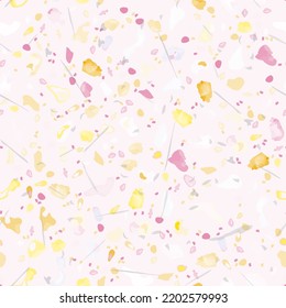 Terrazzo Texture Vector. Flooring Seamless Pattern. Floor Granite Textured. Stone, Rock, Marble Textile Background. Natural Pavement, Mosaic Template. Quartz, Pebble Tile. Design Interior Decor.