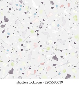 Vector de textura Terrazzo. Patrón sin soldadura en el suelo. Granito de piso texturado. Piedra, Roca, Fondo Textil de Mármol. Pavimento Natural, Plantilla Mosaica. Cuartz, Pebble Tile. Decoración interior de diseño.