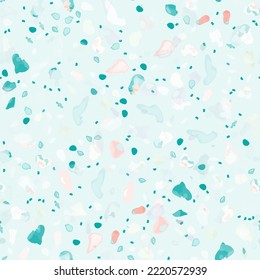 Terrazzo Texture Vector. Flooring Seamless Pattern. Floor Granite Textured. Stone, Rock, Marble Textile Background. Natural Pavement, Mosaic Template. Quartz, Pebble Tile. Design Interior Decor.