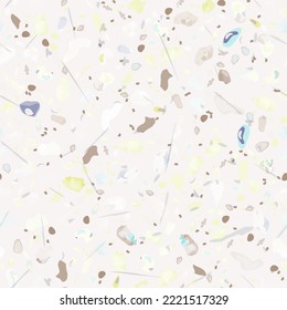 Terrazzo Texture Vektor. Fußboden Nahtlose Muster. Fußboden Granit strukturiert. Stein, Felsen, Marmor, Stoffhintergrund. Naturbelag, Mosaikvorlage. Quarz, Kieselstein. Design Innendekoration.