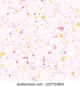 Terrazzo Texture Vector. Flooring Seamless Pattern. Floor Granite Textured. Stone, Rock, Marble Textile Background. Natural Pavement, Mosaic Template. Quartz, Pebble Tile. Design Interior Decor.