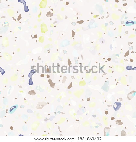 Terrazzo Texture Vector. Flooring Seamless Pattern. Floor Granite Textured. Stone, Rock, Marble Textile Background. Natural Pavement, Mosaic Template. Quartz, Pebble Tile. Design Interior Decor.
