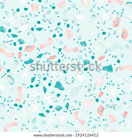 Terrazzo Texture Vector. Flooring Seamless Pattern. Floor Granite Textured. Stone, Rock, Marble Textile Background. Natural Pavement, Mosaic Template. Quartz, Pebble Tile. Design Interior Decor.