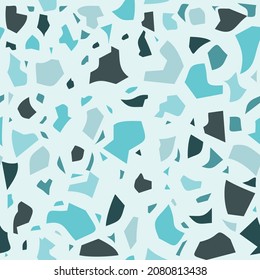 Terrazzo texture vector seamless pattern in cool colors