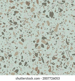 Terrazzo textured decor made by combining chips of marble chips, natural stone, quartz, recycled glass and concrete. Fashion outdoor furniture in vintage style. Seamless pattern  in grey colour.