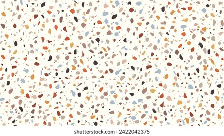 Terrazzo tile mosaic pattern, terazzo marble texture for terazo floor, vector seamless background. Abstract geometric pattern with color stones print, Terrazzo modern flooring of marble or quartz