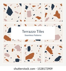 Terrazzo Tiles, vector seamless patterns.