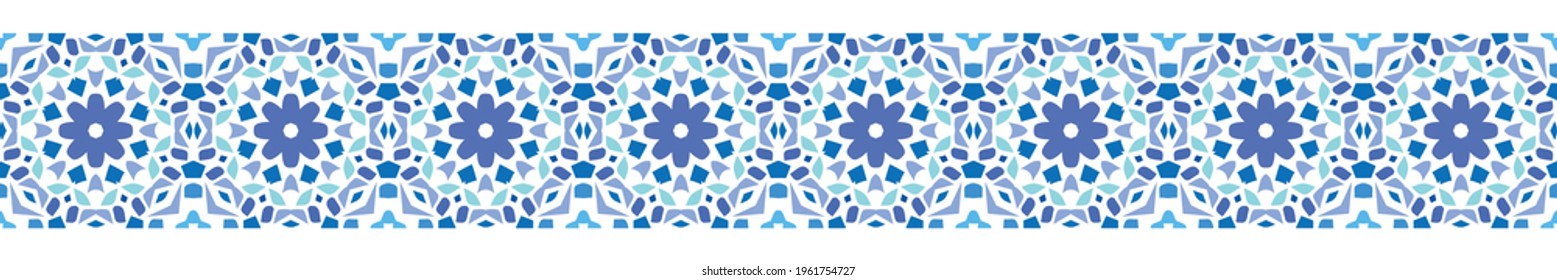 Terrazzo vector border in a trendy  ocean blue colour palette. Perfect for home decor, wall paper and fashion projects. - Shutterstock ID 1961754727
