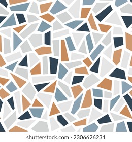 Terrazzo vector ceramic mosaic seamless pattern. Stone marble texture floor background.
