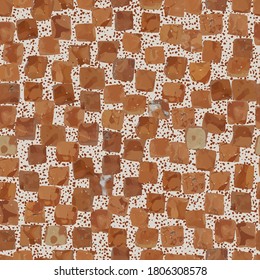 Terrazzo vector seamless pattern in brown, red and terracotta colors. Colored stone flooring illustration, marble floor texture background