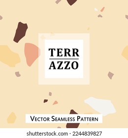 Terrazzo vector seamless pattern. The repeating texture of a classic Italian Venetian style floor made of natural stone, granite, quartz, marble, glass and concrete. Flat modern background design