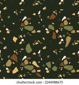 Terrazzo vector seamless pattern. The repeating texture of a classic Italian Venetian style floor made of natural stone, granite, quartz, marble, glass and concrete. Flat modern background design