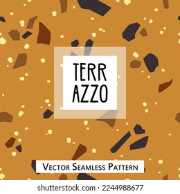 Terrazzo vector seamless pattern. The repeating texture of a classic Italian Venetian style floor made of natural stone, granite, quartz, marble, glass and concrete. Flat modern background design