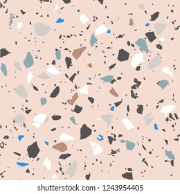 Terrazzo vector seamless pattern sand color. interior design texture. trendy pattern.