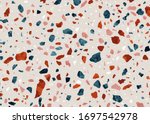 Terrazzo vector seamless pattern. Texture of natural stone, quarts, granite , cement, in classic Italian style.