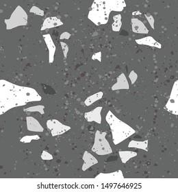 Terrazzo vector seamless pattern. Texture natural stone; granite; quartz; marble; glass and concrete.