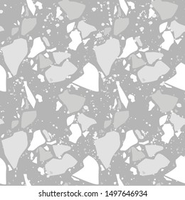Terrazzo vector seamless pattern. Texture natural stone; granite; quartz; marble; glass and concrete.