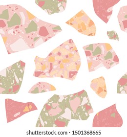 Terrazzo vector seamless pattern. Texture natural stone; granite; quartz; marble; glass and concrete.