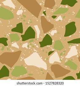 Terrazzo vector seamless pattern. Texture natural stone; granite; quartz; marble; glass and concrete.