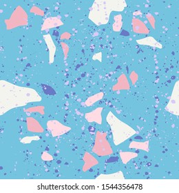 Terrazzo vector seamless pattern. Texture natural stone; granite; quartz; marble; glass and concrete.