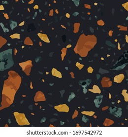 Terrazzo vector seamless pattern. Texture of natural stone, quarts, granite , cement, in classic Italian style.