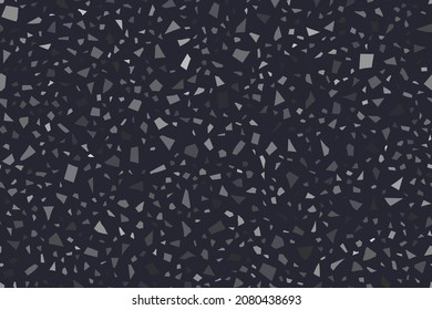 Terrazzo Venetian Seamless Pattern. Marble Stone Art. Gray Vector Floor Background. Marble Home Granite Texture. Glass Pavement Irregular Print. Terrazzo Modern Pattern. Mosaic Terrazzo Organic Design