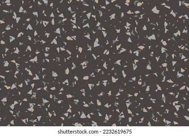 Terrazzo Venetian Texture. Gray Vector Stone Background. Terrazzo Beige Mosaic Texture. Brown Abstract Print Floor Seamless Irregular Art. Marble Seamless Italian Design. Mosaic Rock Granite Pattern.