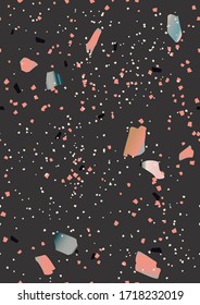 Terrazzo veneziano seamless pattern. Modern collage. Marble. Hand crafted and unique patterns repeating background. Granite textured shapes in vibrant colors