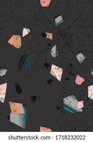 Terrazzo veneziano seamless pattern. Modern collage. Marble. Hand crafted and unique patterns repeating background. Granite textured shapes in vibrant colors