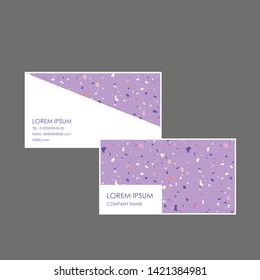 Terrazzo Violet business card pattern design. Abstract background pastel color wallpaper vector.
