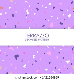 Terrazzo Violet seamless pattern design. Abstract background pastel color wallpaper vector.