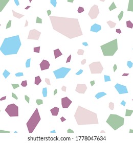 Terrazzo Wall Vector Seamless Pattern. Venetian Terrazzo Tile Pattern. White Stone Backdrop.