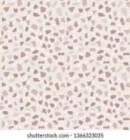 Terrazzo white flooring seamless pattern. Vector stone, marble texture, modern surface. Abstract background