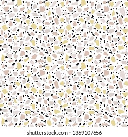 Terrazzo white flooring seamless pattern. Vector stone, marble texture, modern surface. Abstract background