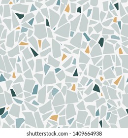 Terrazzo white flooring vector seamless pattern. Marble texture. Tiles illustration. Modern surface. Vector stone. Abstract background