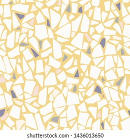 Terrazzo white flooring vector seamless pattern. Marble texture. Tiles illustration. Modern surface. Vector stone. Abstract background
