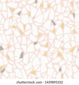 Terrazzo white flooring vector seamless pattern. Marble texture. Tiles illustration. Modern surface. Vector stone. Abstract background