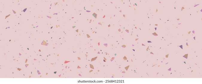 Terrazzo-style background, pink background with multicolored speckles. Smooth texture, pink background with a playful, modern feel. Minimal terrazzo pattern, speckled texture background vector