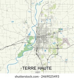 Terre Haute, Indiana, United States map poster art