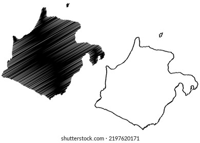 Terre-de-Bas island (Guadeloupe Overseas department and region of France, Cenrtal America, Caribbean islands) map vector illustration, scribble sketch Terre-de-Bas des Saintes, Lowland of les Saintes 