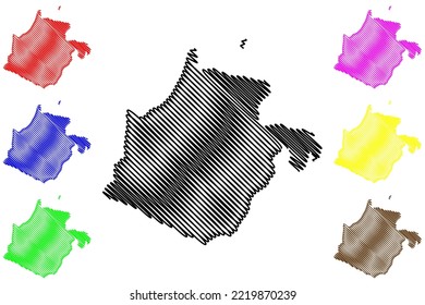 Terre-de-Bas island (Guadeloupe Overseas department and region of France, Cenrtal America, Caribbean islands) map vector illustration, scribble sketch Terre-de-Bas des Saintes, Lowland of les Saintes 