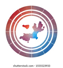 Terre-de-Haut Island badge. Bright gradient logo in low poly style. Multicolored Terre-de-Haut Island rounded sign with map in geometric style for your infographics.