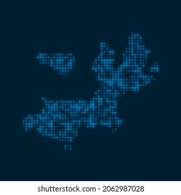 Terre-de-Haut Island dotted glowing map. Shape of the island with blue bright bulbs. Vector illustration.