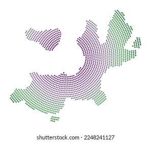 Terre-de-Haut Island dotted map. Digital style shape of Terre-de-Haut Island. Tech icon with gradiented dots. Creative vector illustration.