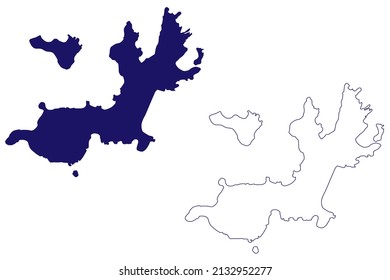 Terre-de-Haut island (Guadeloupe Overseas department and region of France, Cenrtal America, Caribbean islands) map vector illustration, scribble sketch Terre de Haut des Saintes map 