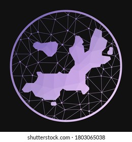 Terre-de-Haut Island icon. Vector polygonal map. Terre-de-Haut icon in geometric style. The island map with purple low poly gradient on dark background.