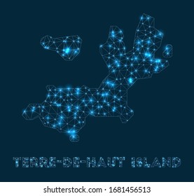 Terre-de-Haut Island network map. Abstract geometric map of the island. Internet connections and telecommunication design. Captivating vector illustration.